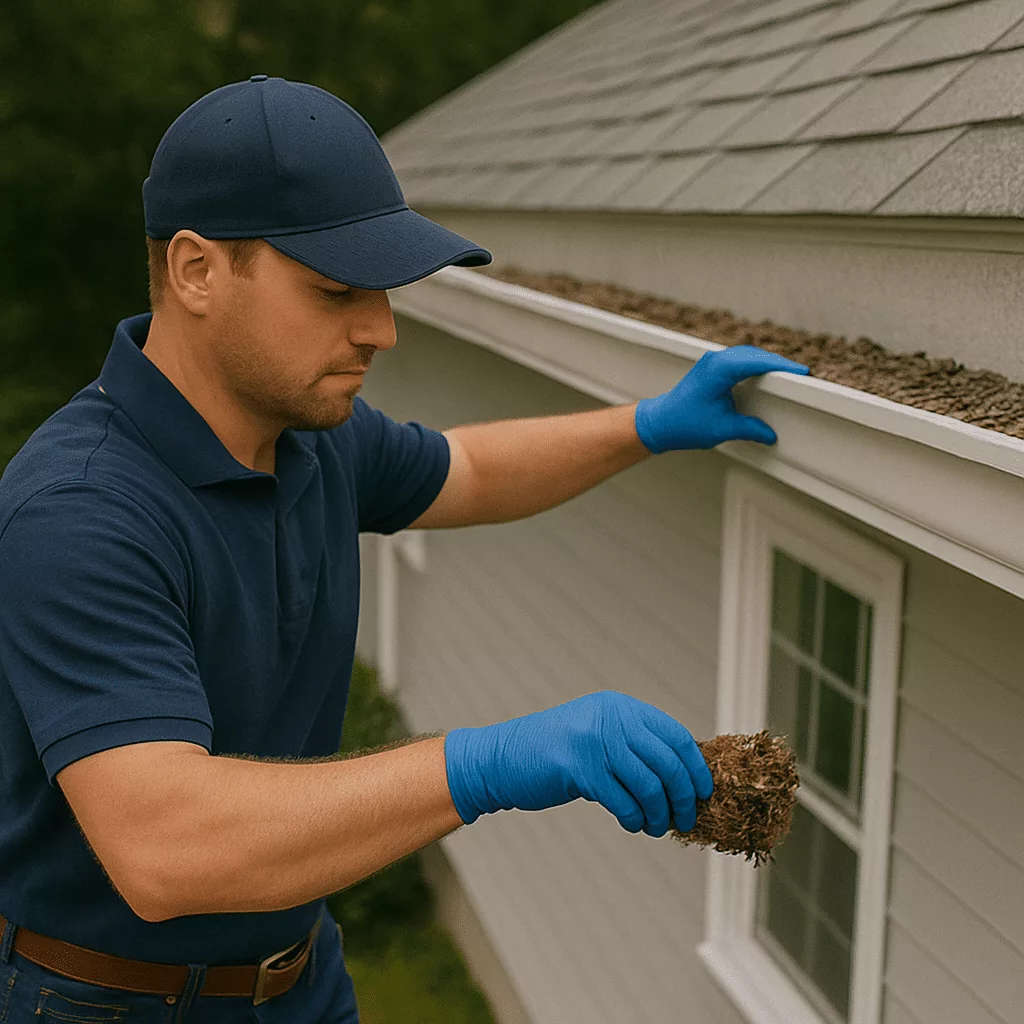 Gutter Cleaning Services in Los Angeles image of a Man cleaning gutters